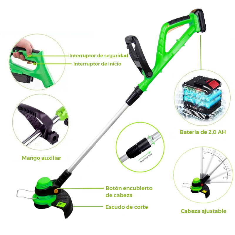 Cortadora de césped inalámbrica GT1701 Weed String Trimmer 20V 25CM con batería y cargador